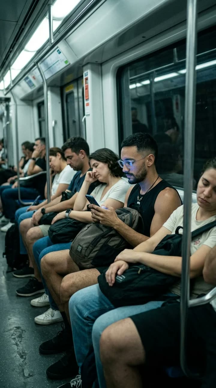 A man riding the metro.